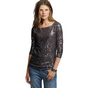 New J CREW Sequin‎ Sparkle Glitter Tank Tops Navy Blue XS